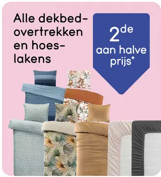 Aanbieding: Alle dekbed-overtrekken en hoeslakens