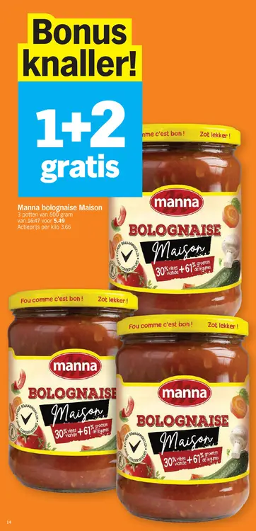 Promotie: Bolognaise Maison