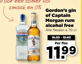 Aanbieding: Gordon's gin of Captain Morgan rum alcohol free