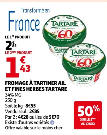 Offre: Fromage à tartiner ail et fines herbes