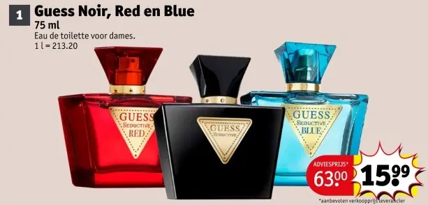 Promotie: Guess Noir, Red en Blue