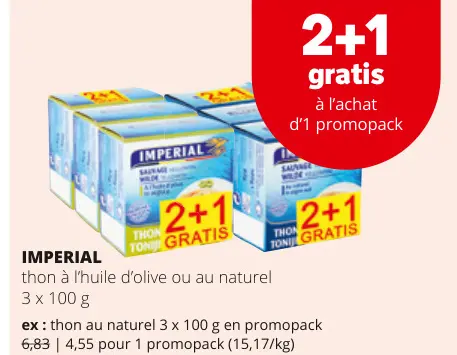 Offre: Thon à l'huile d'olive ou au naturel