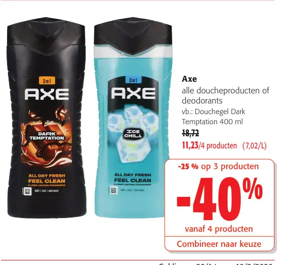 Promotie: Axe alle doucheproducten of deodorants