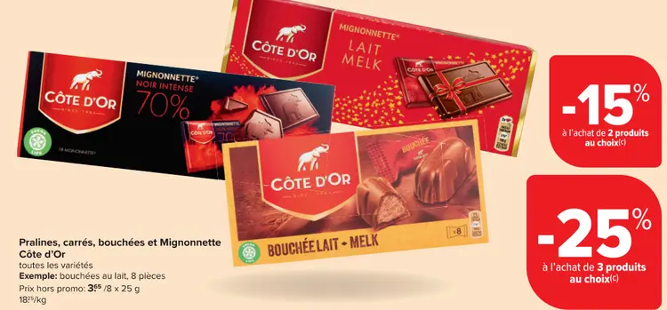 Offre: Pralines, carrés, bouchées et Mignonnette