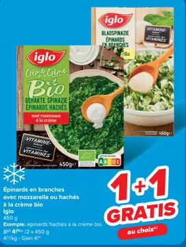 Offre: Épinards en branches avec mozzarella ou haché