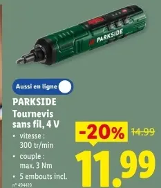 Offre: Tournevis sans fil, 4 V