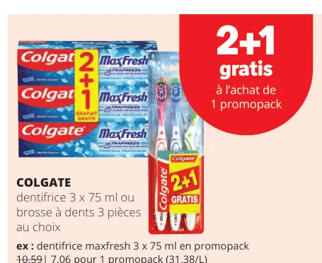 Offre: Dentifrice ou brosse à dents