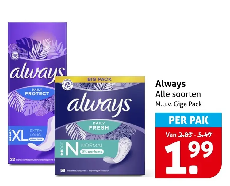 Aanbieding: Always Alle soorten