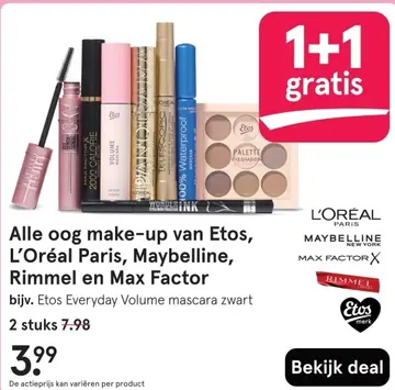 Aanbieding: Alle oog make-up van Etos, L'Oréal Paris, Maybelline, Rimmel en Max Factor