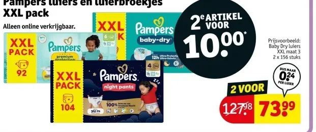 Aanbieding: Pampers luiers en luierbroekjes XXL pack