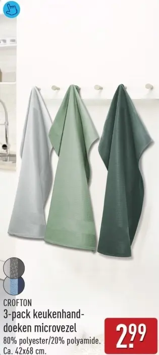 Aanbieding: 3-pack keukenhanddoeken microvezel