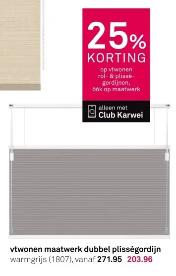 Aanbieding: Maatwerk dubbel plisségordijn warmgrijs