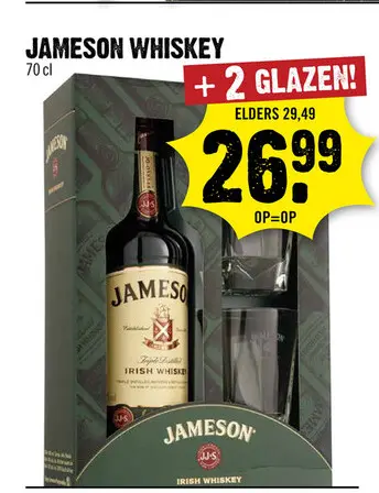 Aanbieding: Jameson Whiskey geschenkverpakking 70 cl