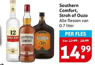 Aanbieding: Southern Comfort, Stroh of Ouzo