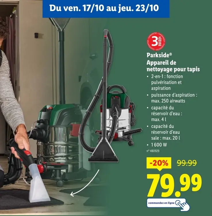 Offre: Appareil de nettoyage pour tapis