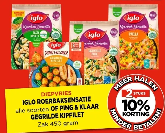 Aanbieding: IGLO ROERBAKSENSATIE alle soorten OF PING & KLAAR