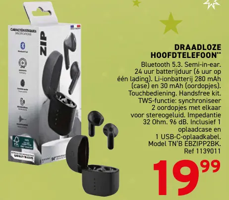 Aanbieding: Draadloze hoofdtelefoon