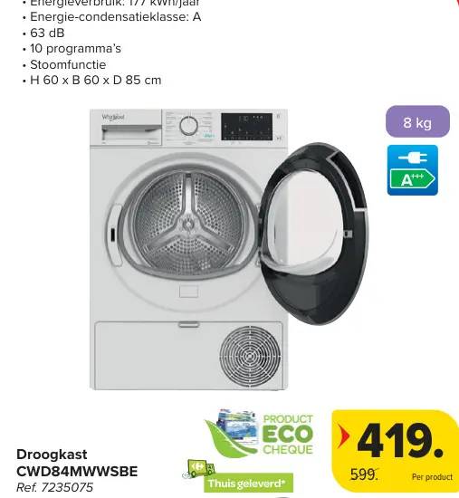 Aanbieding: Droogkast CWD84MWWSBE