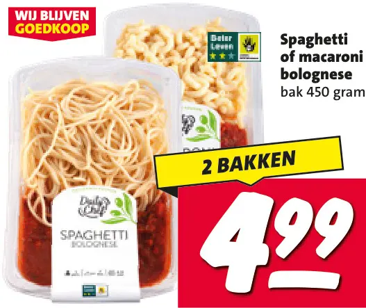 Aanbieding: Spaghetti of macaroni bolognese