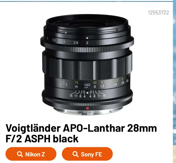 Promotie: Voigtländer APO-Lanthar 28mm F/2 ASPH black