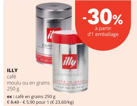Offre: café moulu ou en grains