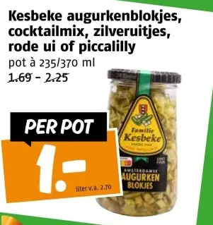 Aanbieding: augurkenblokjes, cocktailmix, zilveruitjes, r
