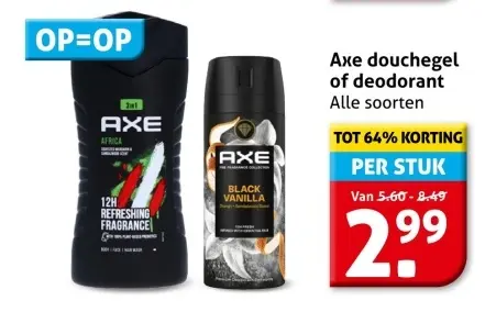 Aanbieding: Axe douchegel of deodorant