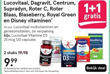 Aanbieding: Lucovitaal, Dagravit, Centrum, Supradyn, Roter C, Roter Blaas, Blaseberry, Royal Green en Disney vitaminen