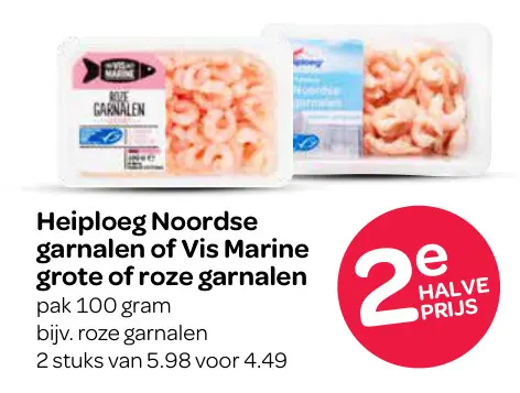 Aanbieding: Noordse garnalen of Vis Marine grote of roze garnalen