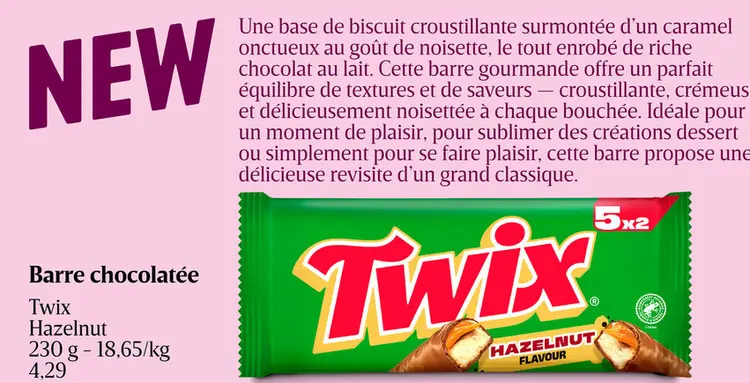 Offre: Barre chocolatée Twix Hazelnut