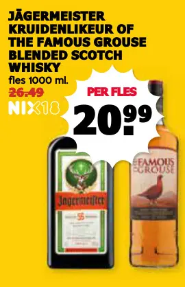 Aanbieding: Jägermeister kruidenlikeur of The Famous Grou