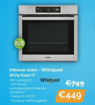 Aanbieding: Inbouw oven - Whirlpool AKZ9 6290 IX