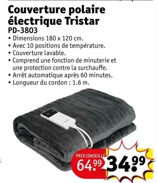 Offre: Couverture polaire électrique