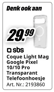 Promotie: Coque Light Mag Google Pixel 10/10 Pro Transparant Telefoonhoesje