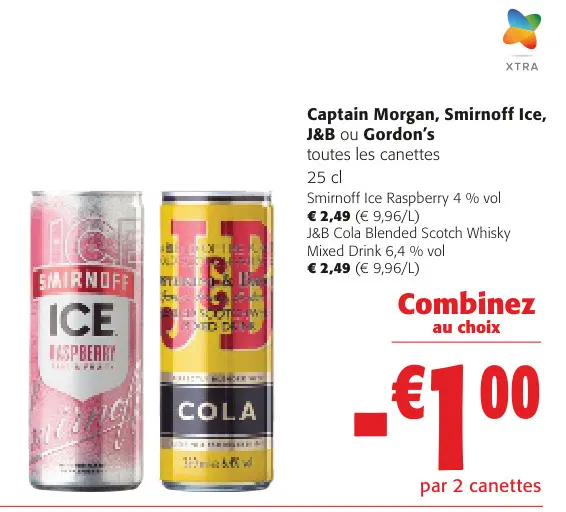 Offre: Captain Morgan, Smirnoff Ice, J&B ou Gordon's