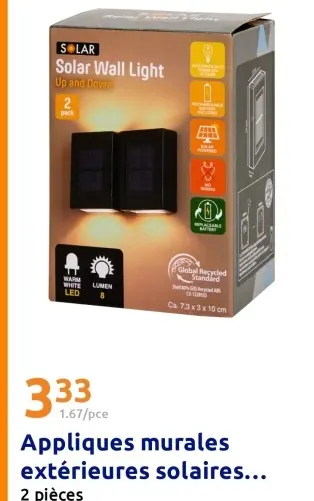 Offre: Appliques murales extérieures solaires