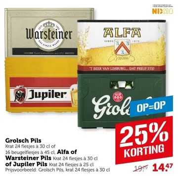 Aanbieding: Grolsch Pils Alfa of Warsteiner Pils of Jupiler Pils