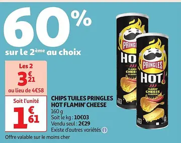 Aanbieding: CHIPS TUILES PRINGLES HOT FLAMIN' CHEESE