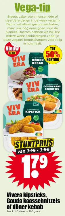 Aanbieding: Kipsticks, Gouda kaasschnitzels of döner kebab