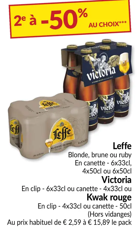 Offre: Leffe, Victoria, Kwak rouge