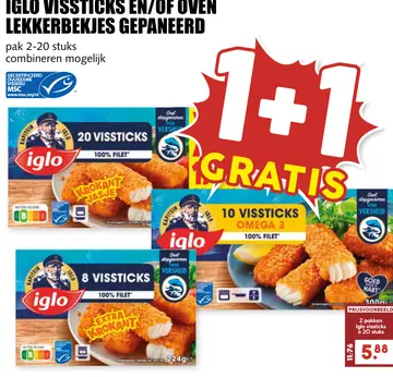 Aanbieding: Iglo vissticks en/of oven lekkerbekjes gepane