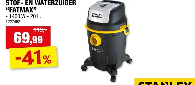 Promotie: Stanley Fatmax nat-/droogzuiger 1200W 20l