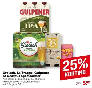 Aanbieding: Grolsch, La Trappe, Gulpener of Oedipus Speciaalbier