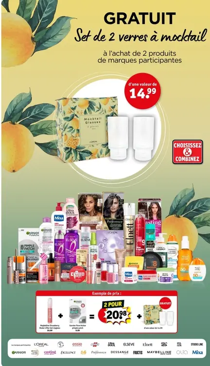 Offre: Gratuit set de 2 verres à mocktail