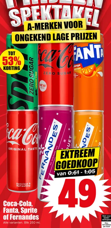 Aanbieding: Coca-Cola, Fanta, Sprite of Fernandes