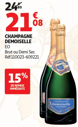 Offre: Demoiselle Champagne EO Brut ou Demi Sec