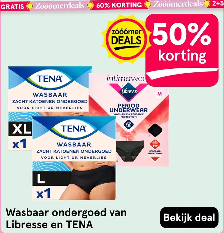 Aanbieding: Wasbaar Zacht Katoenen Ondergoed