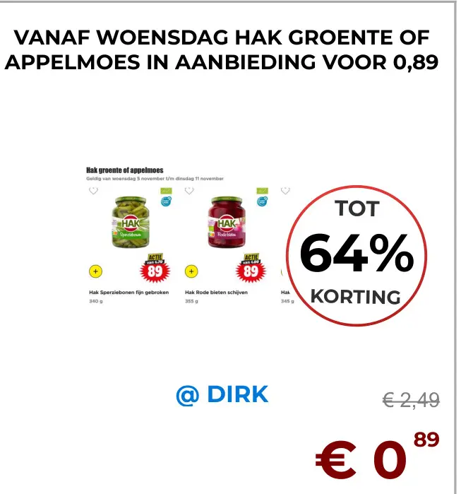Aanbieding: Hak groente of appelmoes
