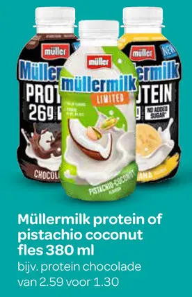 Aanbieding: Müllermilk protein of pistachio coconut