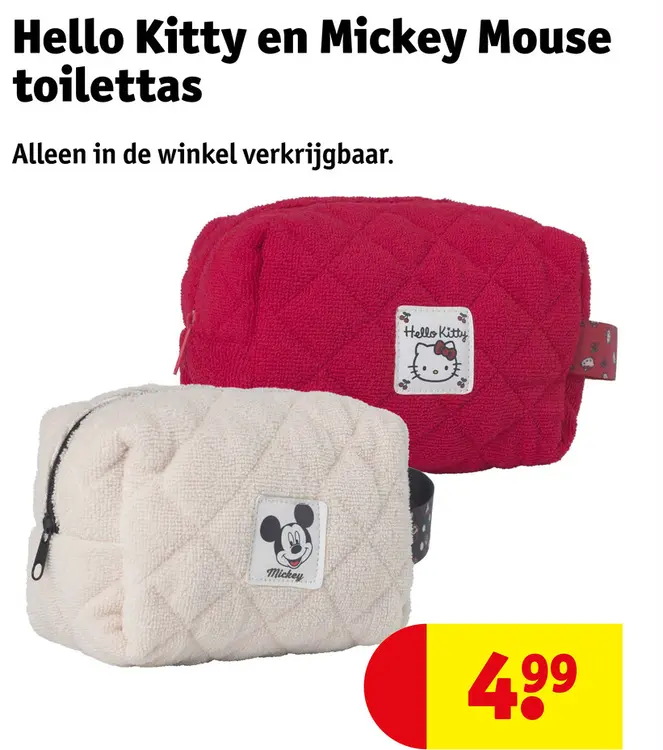 Aanbieding: Hello Kitty en Mickey Mouse toilettas